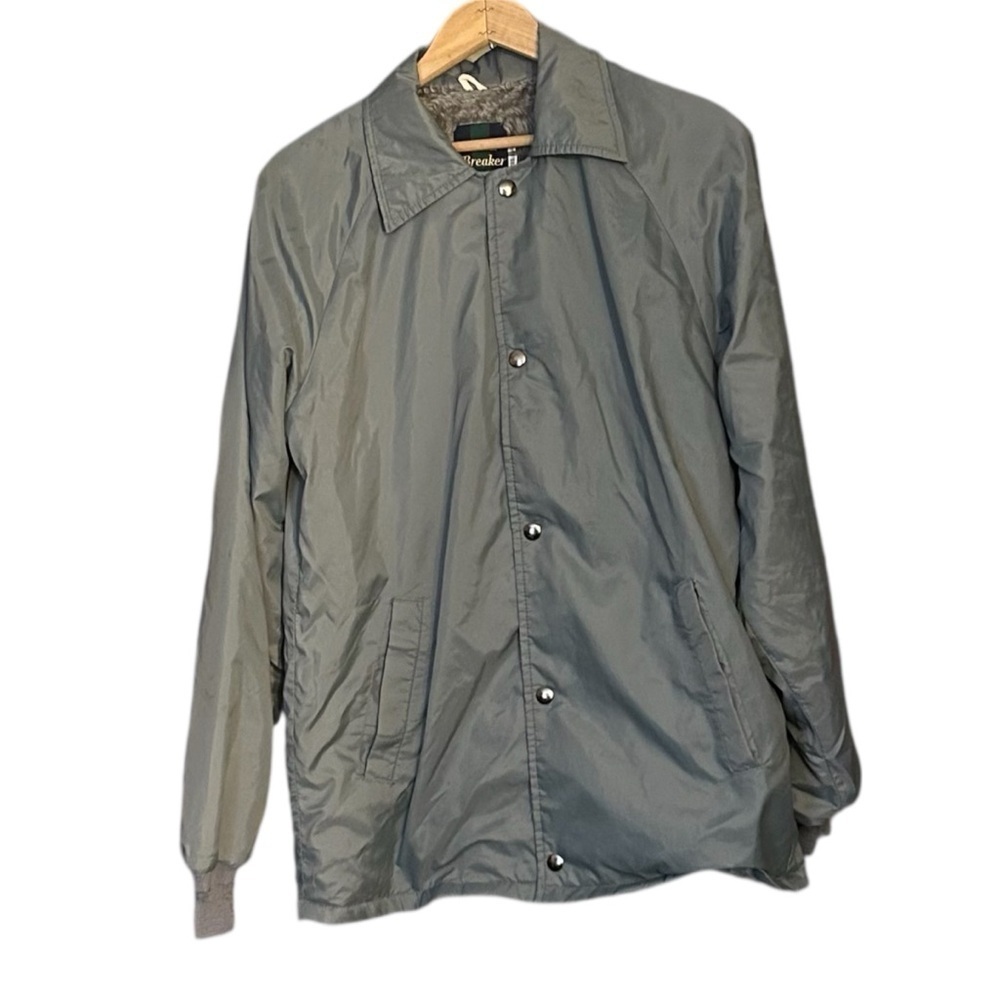 Vintage Men's Weather Breaker Gray Faux Fur Lined Snap Jacket Size S